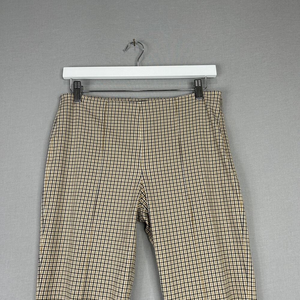 Theory Alettah Ainsley Pants 4 Womens Tan Plaid Check Trouser Academia Twee Prep - Picture 2 of 12